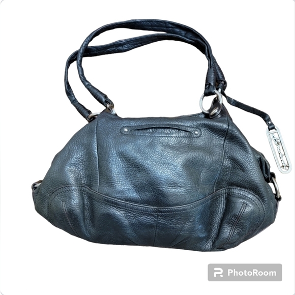 B. Makowsky Black leather satchel shoulder bag - Picture 2 of 8